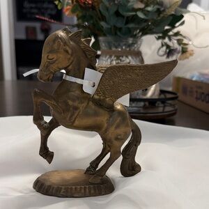 Vintage brass Pegasus flying, winged horse sculpture